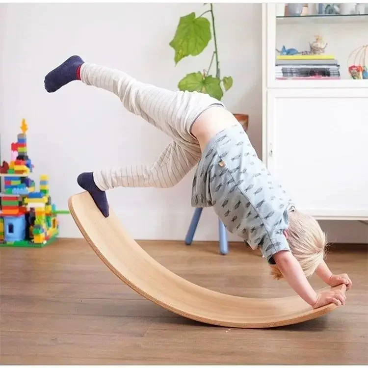 

Wooden Balance Board Children Curved Seesaw Wobble Board Yoga Curvy Balance Board Sport Toys Bridge game Montessori Toys