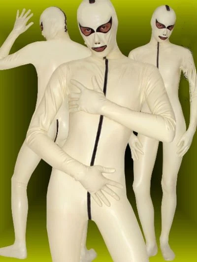 

Latex Rubber Gummi Suit Catsuit Mask Full-body Bodysuit Tights White Size XS~XXL