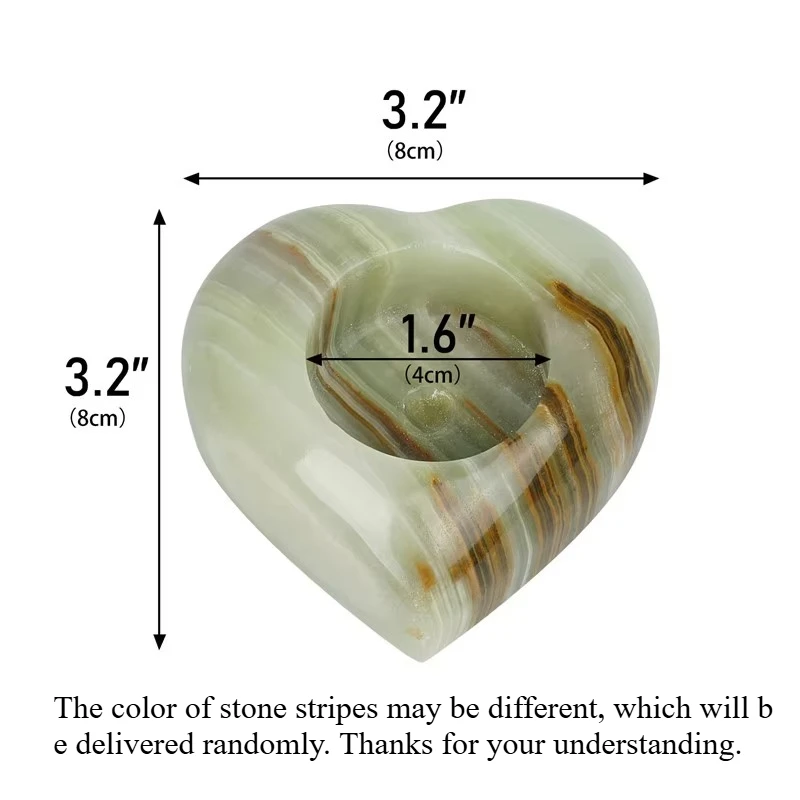 Lovely Heart Afghanistan Jade Candle Holder Aesthetic Room Decoration Reiki Healing Stone Desk Decor Gift for Christmas New Year