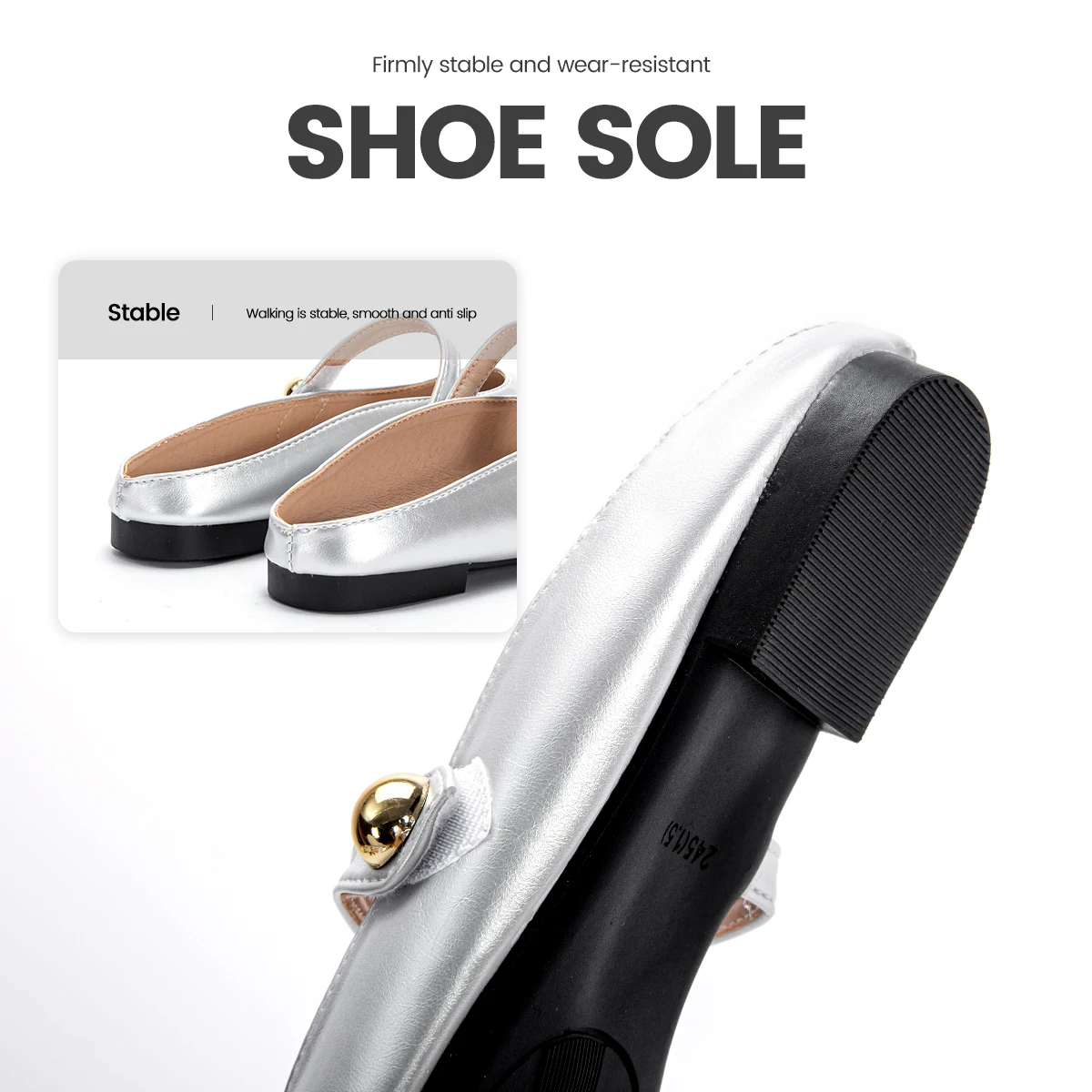 2024 Summer Women\'s Shoes Leather Loafers Flat Single Shoes Silver Shoes