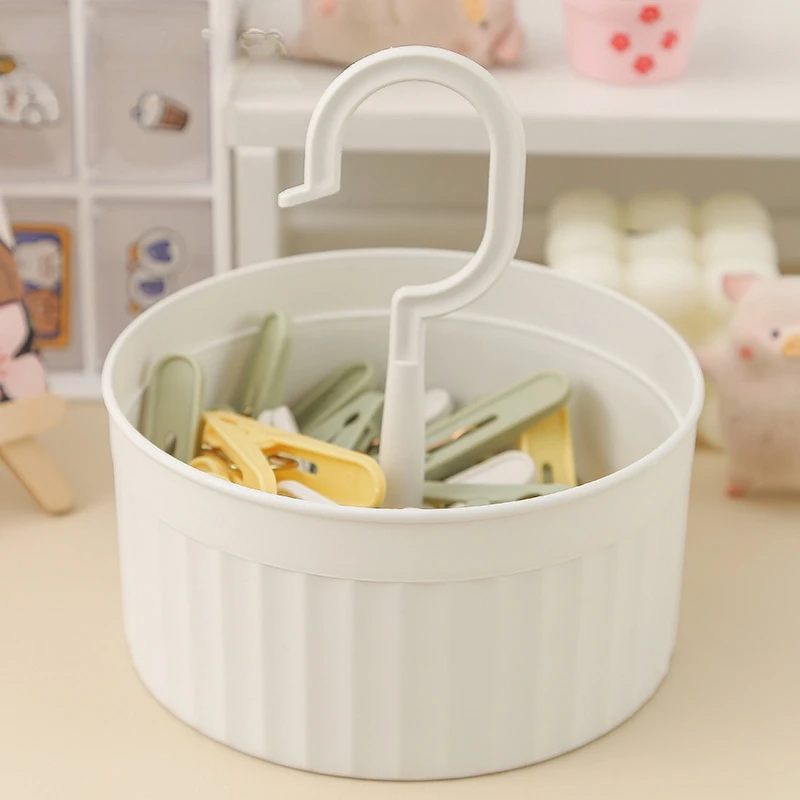 24PCS Laundry Clip Non-slip Windproof Metal Spring Clothes Peg Clothespin Windproof Laundry Clips Drying Racks with Basket