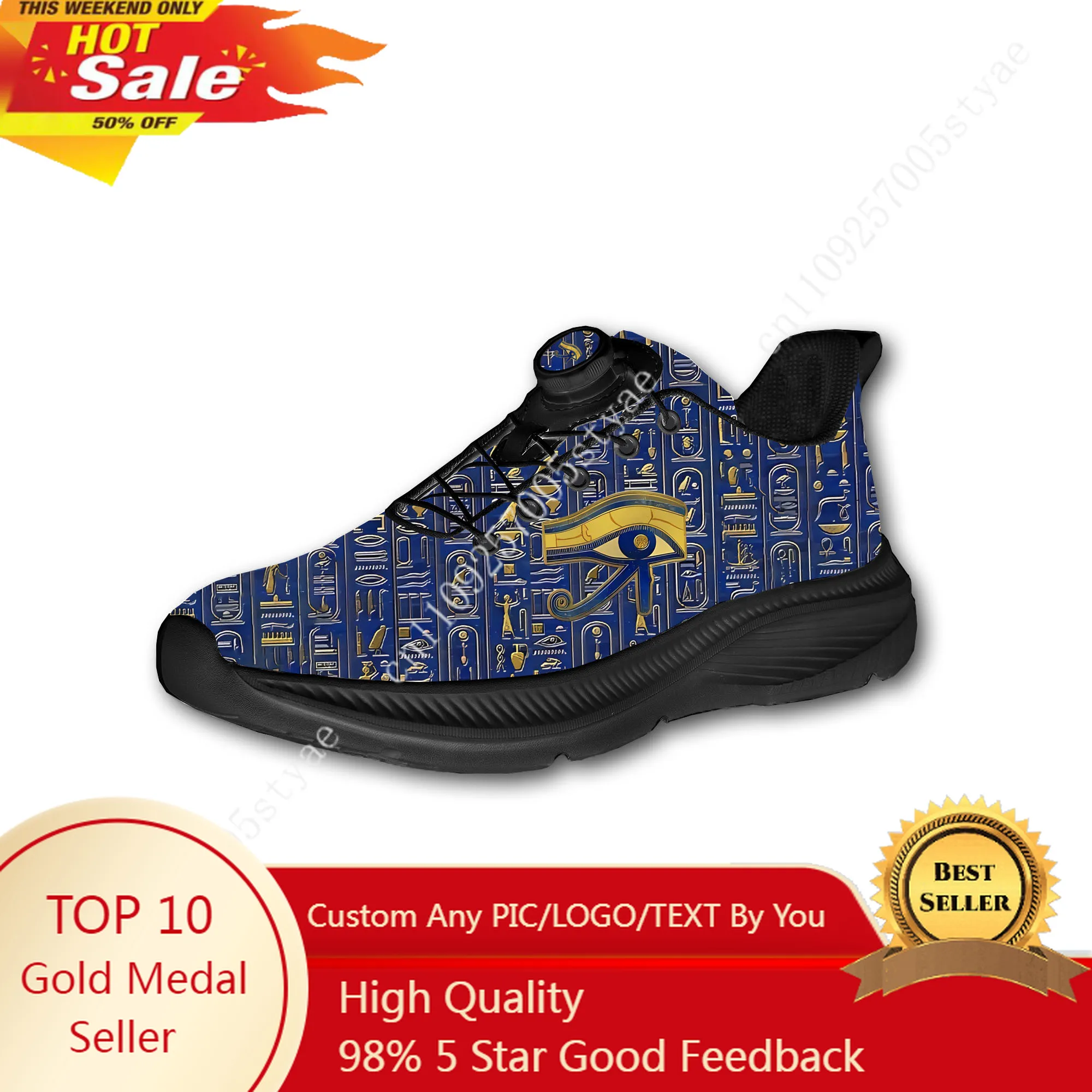 

Horus Egyptian God Eye of Egypt Mens Womens Running Off-road Shoes Laceless Rotating Button Sports Shoe Leisure Custom Sneaker