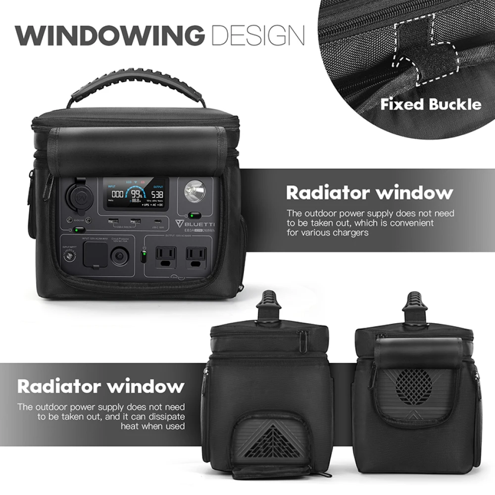 1 قطعة حقيبة سفر كبيرة واسعة حزام حقيبة التخزين لملحقات مولد الطاقة الشمسية BLUETTI EB3A