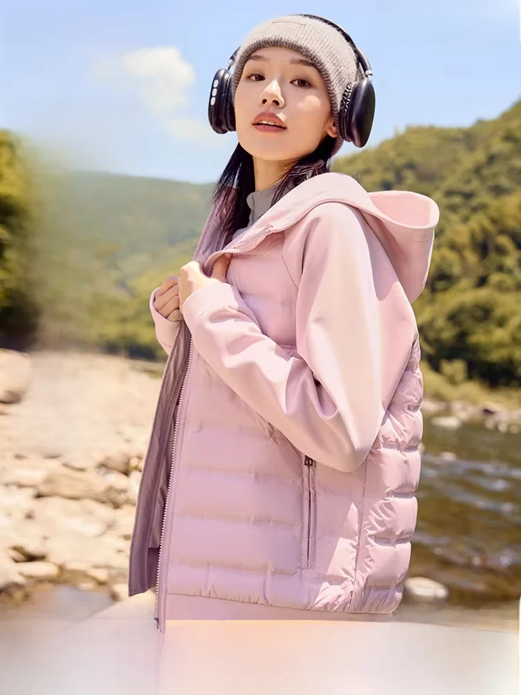 Yaloo Donna Leggero Spor Down Jaet 2025 Autunno Inverno Nuovo Sle Con Cappuccio Fitn Splice Capispalla Coreano Sle