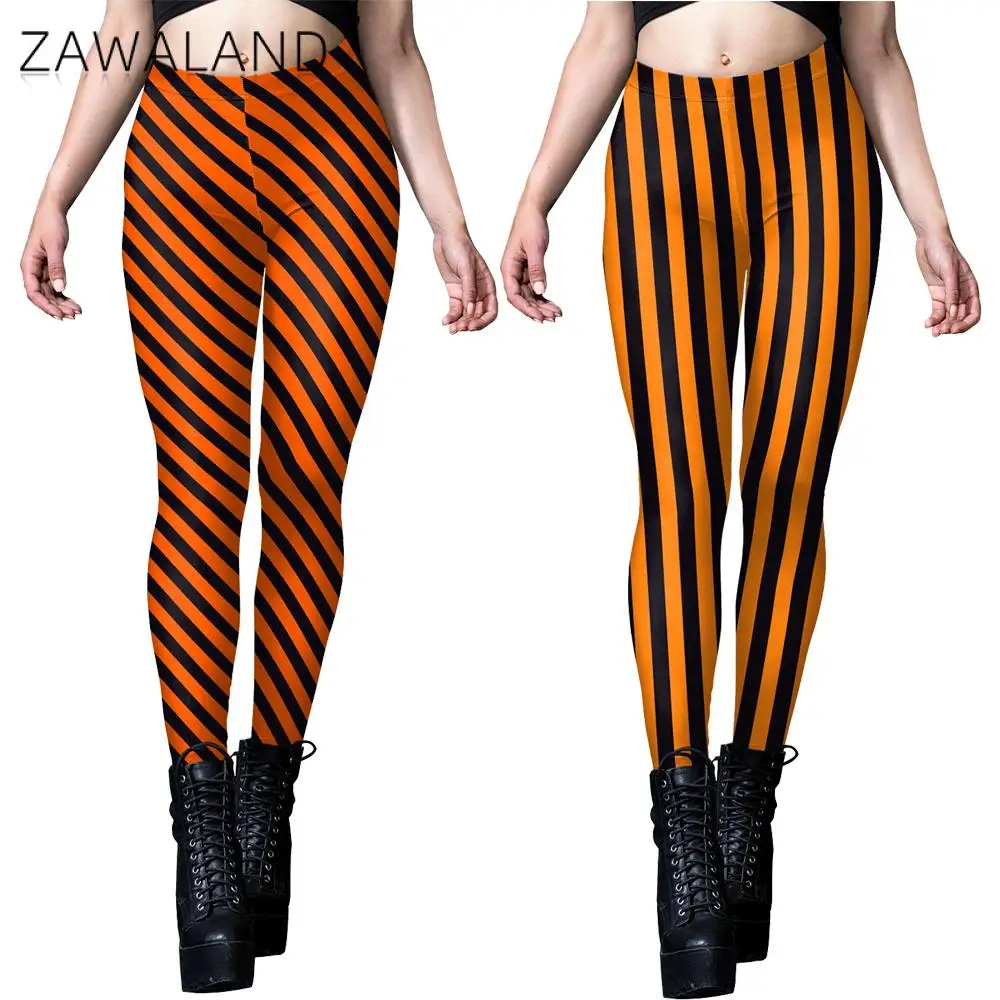 

Zawaland Woman Leggings Sexy Strips 3D Digital Print Legging Spandex Mid Waist Fitness Workout Trousers Pants Stretch Legging