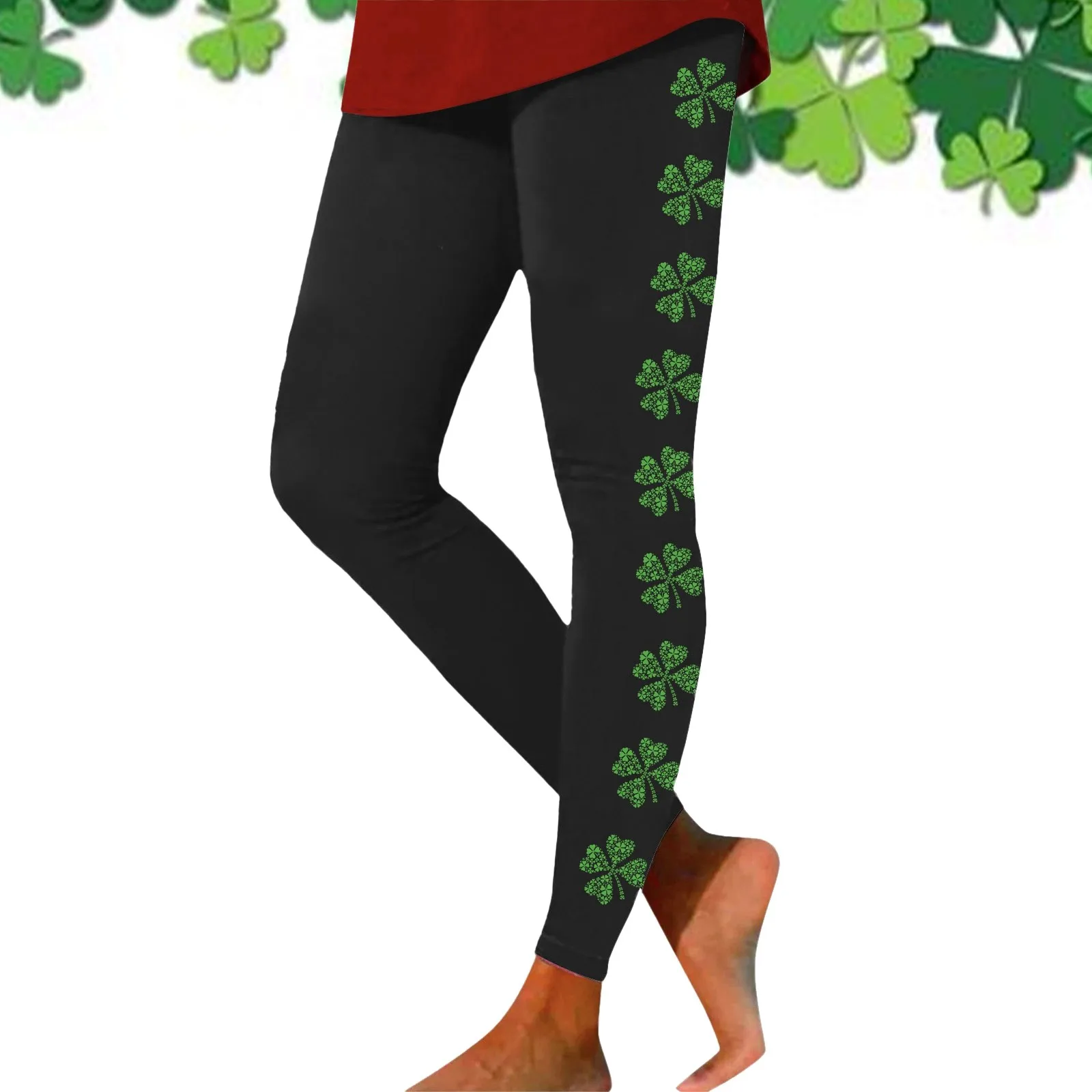 

St. Patrick'S Day Womens Legging Funny Printed Leggings Deer Holiday High Waist Slim Fit Xmas Tights Pants Aesthetic