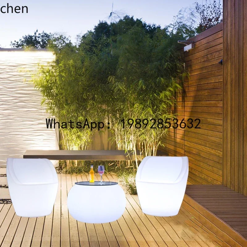 LYY القهوة بار طاولة فضفاضة المنزلية بار البراز الجدول بار الديكور في الهواء الطلق طاولة وكراسي مضيئة LED البراز مضيئة #5