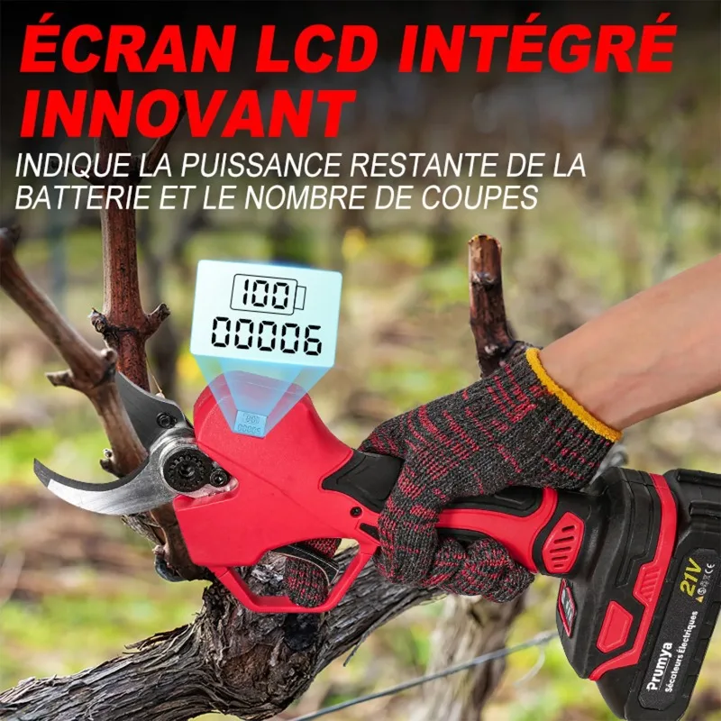 

【Premium】Cordless Electric Pruning Shears 50mm Cutting Diameter with LCD Display, Brushless Motor Machine Suitable for Gardens O