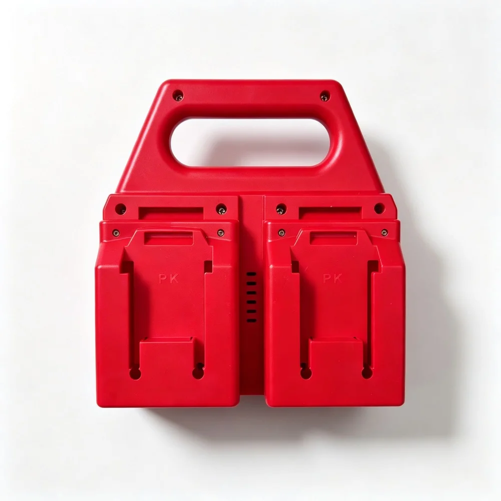 Red 4-Slot ABS For battery Holder Stand for For parkside 18V Batteries Storage Organizer Bracket Stable Mounting 16.2x7.8x16.5cm