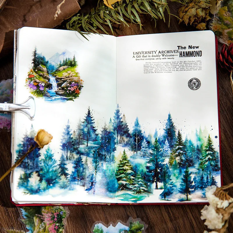 30 Pcs Four Seasons Forest Tree Sticker Set Adhesive Label For Art DIY Journaling Planners Journals Diary Letter Card Making image 3