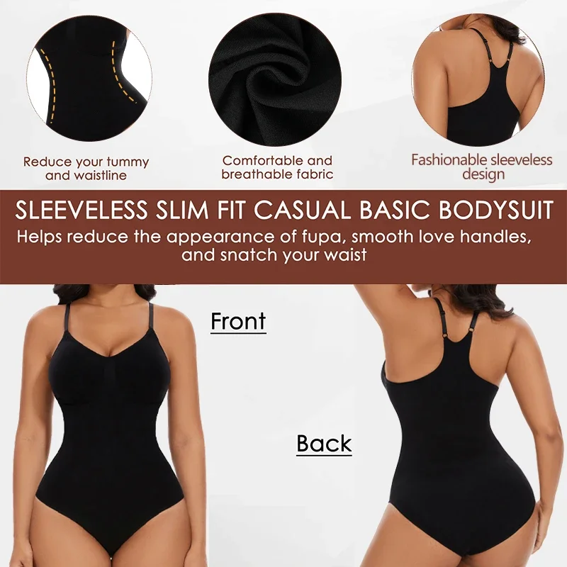 Seamless Bodysuit Shapewear Women Racerback Tank Top Tummy Control Sculpting Butt Lifter Body Shaper Tank Top Slimming Underwear