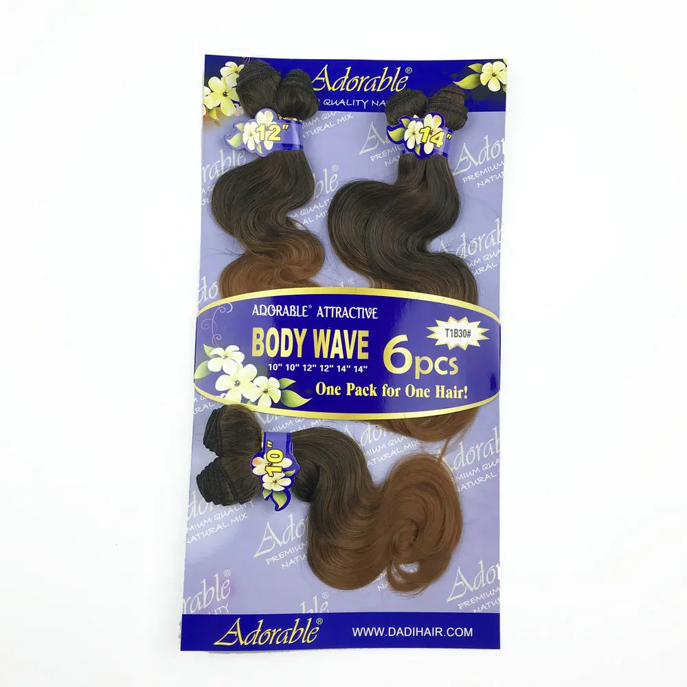 Urocze włosy syntetyczne Body Wave 10"-14" wiele sztuk Materiały do przedłużania włosów Włókno wysokotemperaturowe Body Wave 6 sztuk