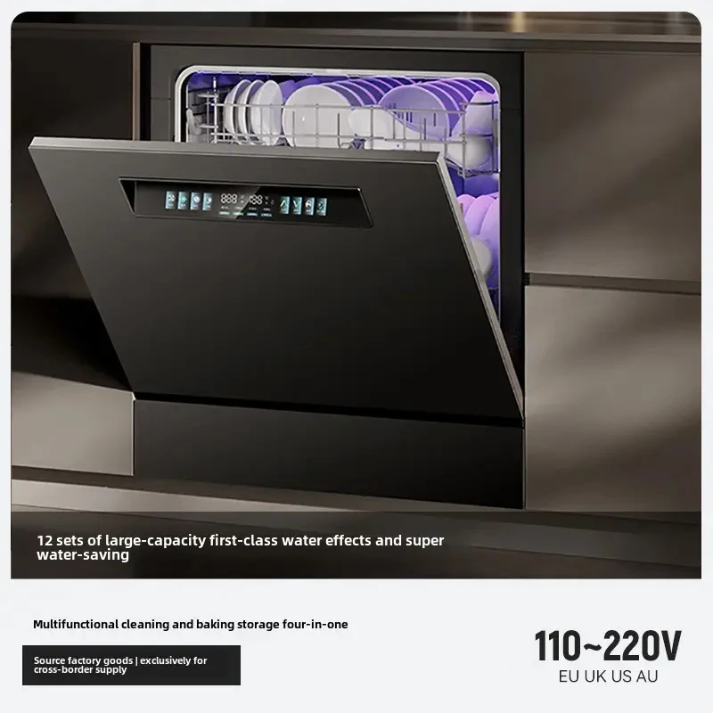 Kitchen Built in Dishwasher Machine Auto 12 Sets 220V 110V USA EU Black White Color Drawer Smart Dish Washer for Home Stock