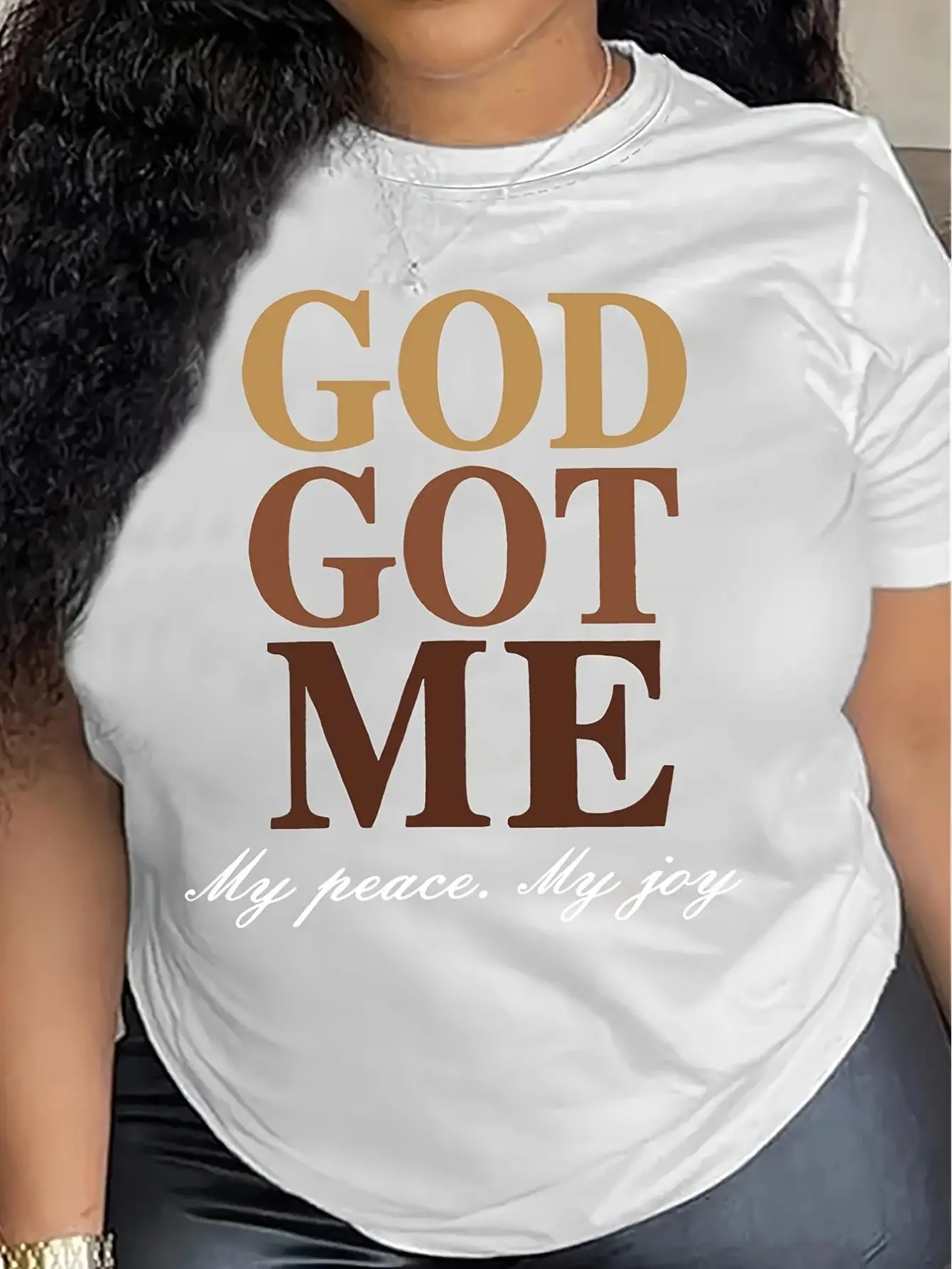 Short Sleeve Crew Neck God Got Me Letter Print T-Shirt for Spring Summer, Casual Women's Clothing Tee For Adult, Men, Women, Tee