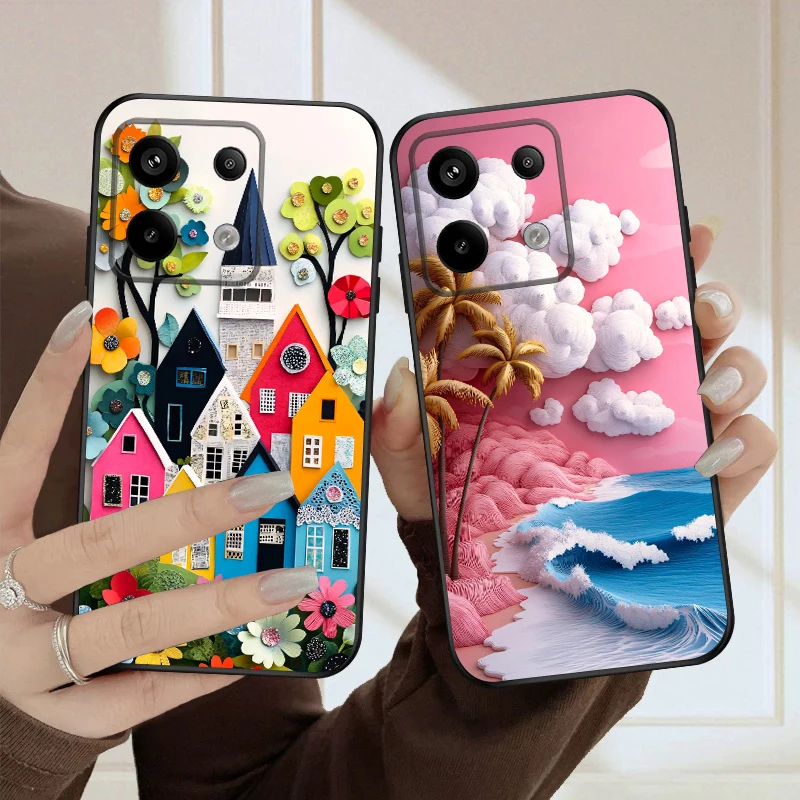 

Oil painting house For Redmi Note 10 11 Note12S 12 13 14 Pro Plus 5G 14S 4G 13ProPlus 9S 9 P ro 13C 14C silicone soft phone case