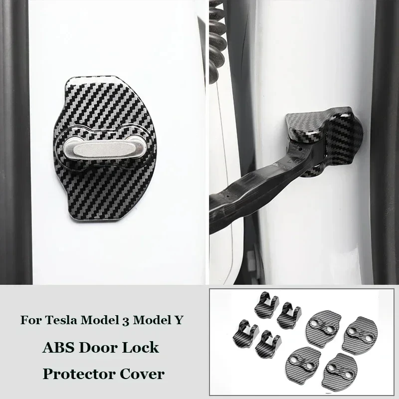 Door Lock Protector Cover for Tesla Model 3 Y 8pcs Lock Buckle Door Stopper Shell Protection Cap New Model 3+ Highland 2021-2024