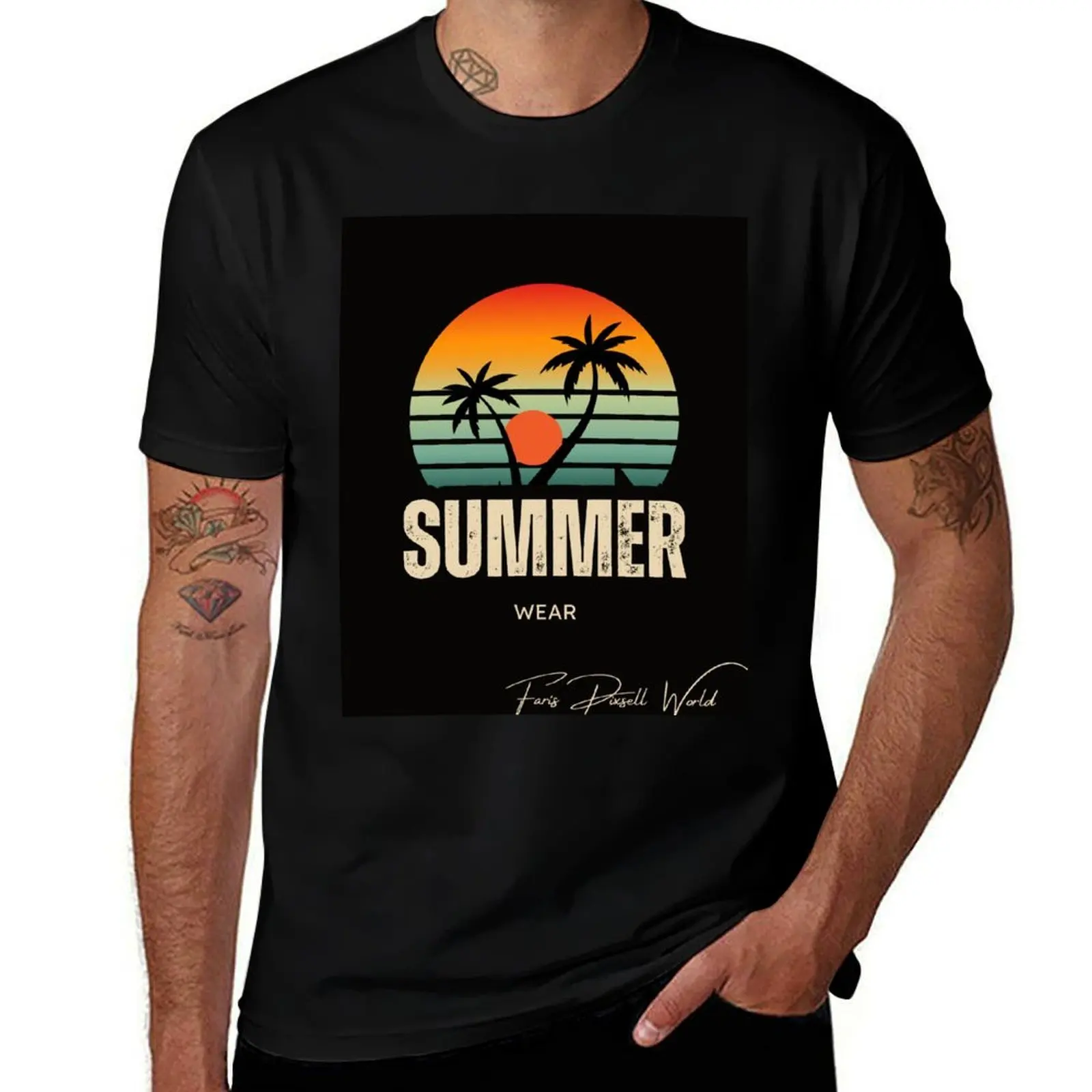 

SUMMER WEAR SUNSET COCOTIER GRAPHICS Faris Pixsell World T-Shirt summer top Funny t-shirt T-shirts for men cotton