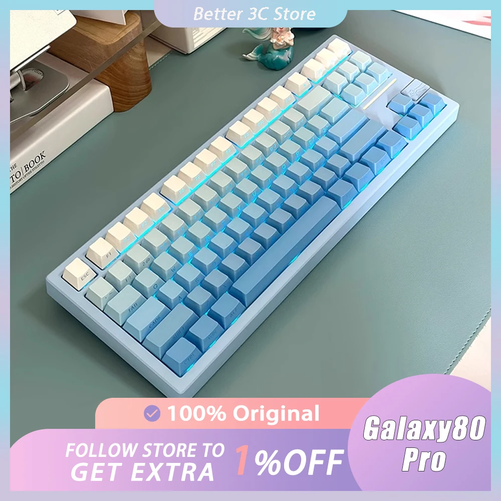 

Galaxy80 Pro Mechanical Keyboard Aluminium Alloy Tri Mode RGB Gaming Keyboard Hot Swap Gamer Accessories Keyboard Kits