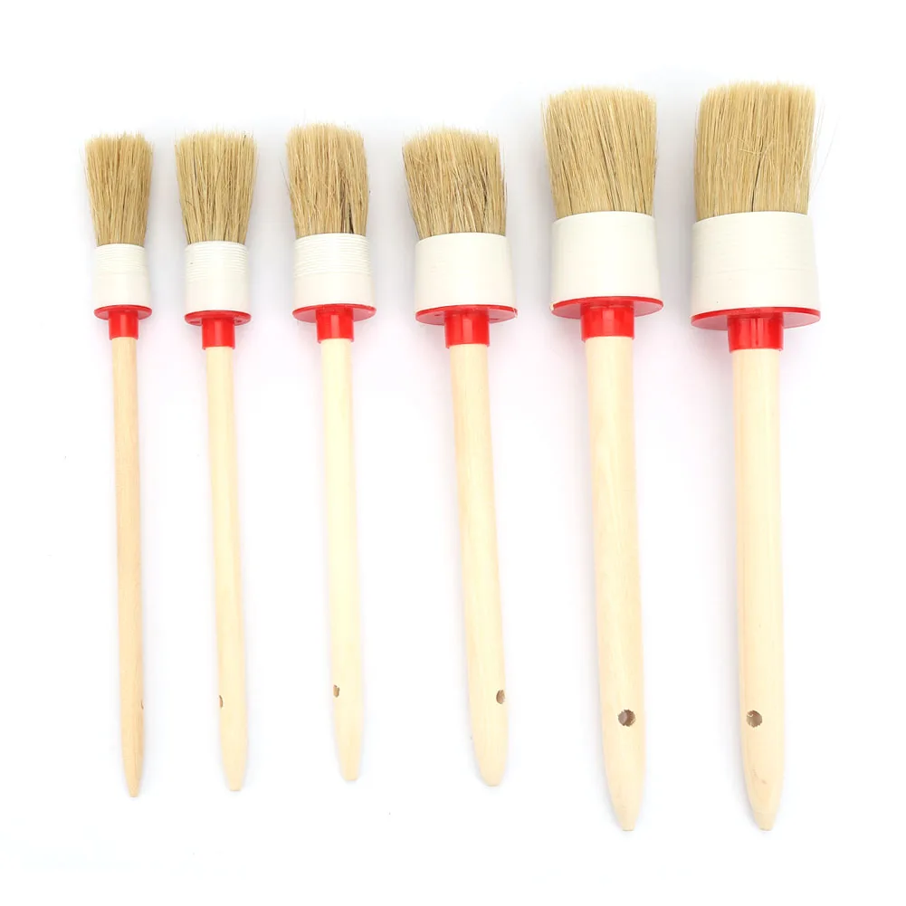 

Round Oil Painting Brush Wooden Handle Brushes Wooden Handle Car Detailing Brush Set Round Oil Painting Wax Brushes Brush