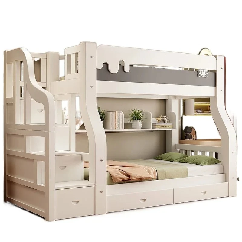 

Solid wood mother and child bed bunk bed, second floor multi-functional bunk bed combination , high and low bold and