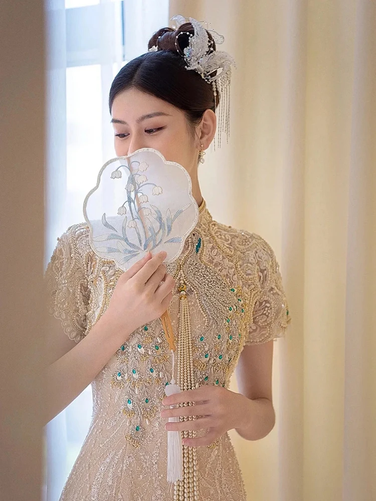 

Элитное уникальное свадебное платье для помолвки и свадьбы, новая коллекция 2026 года, цвета шампань, для торжественных мероприятий