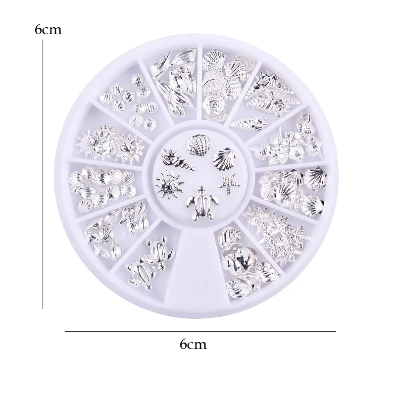Nail Art Ocean Tema Metallo 3D Borchie Perline Mare Stella marina Conchiglia Gioielli per la decorazione di punte per unghie fai da te