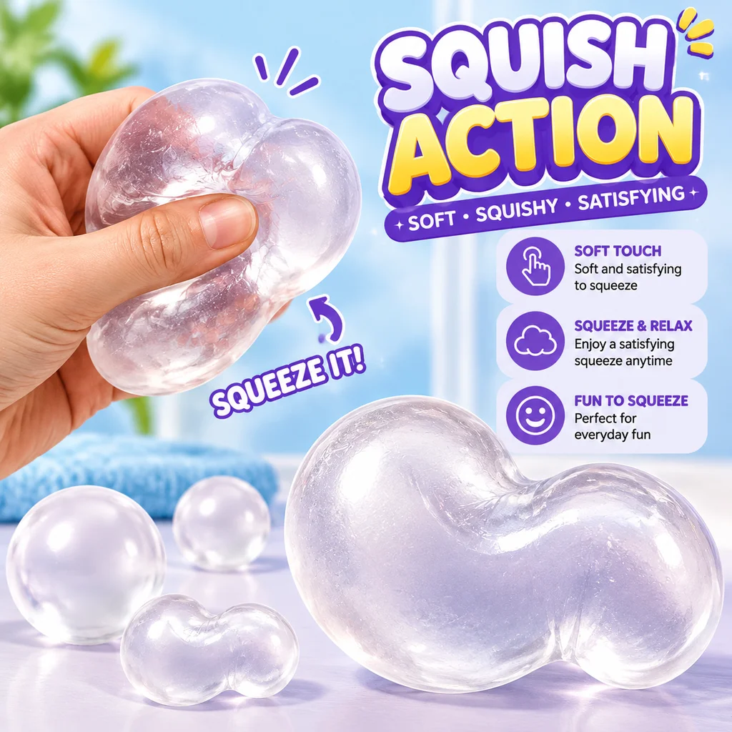 Transparent Plasticity Squishy Mochi Fidget Toys Coconut Oil Sensory Stress Relief Squeeze Toy for Adults Kids