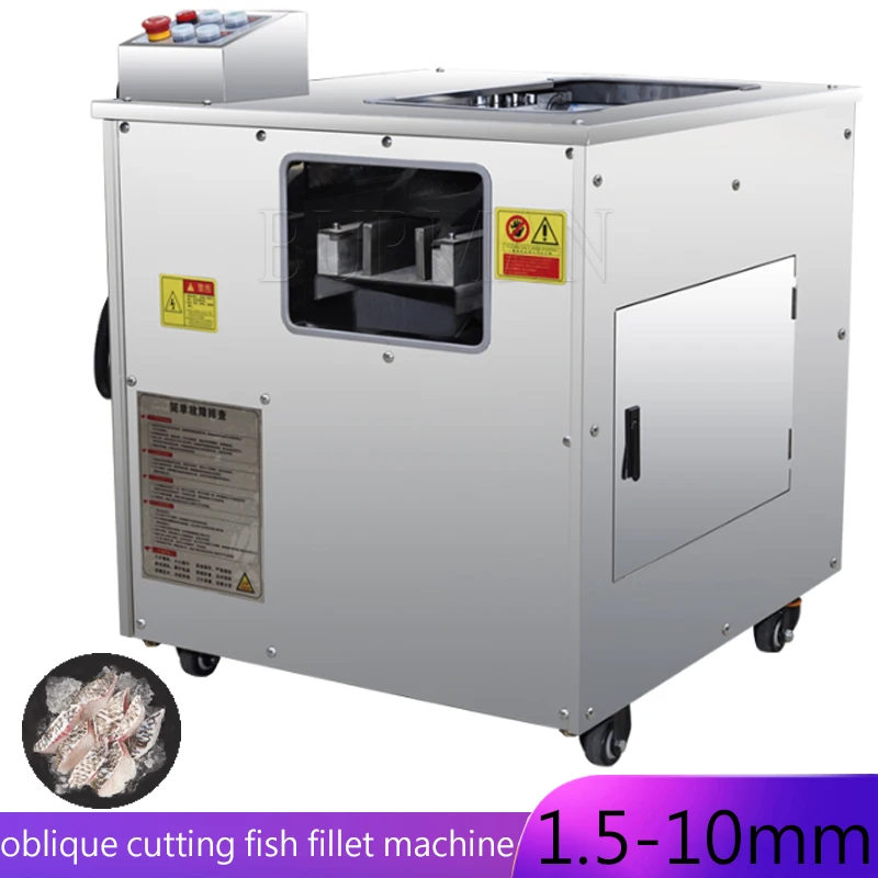 Automatic Salmon Basa Pangasius Tilapia Dory Fish Meat Fillet Oblique Cutting Slicing Processing Making Machine