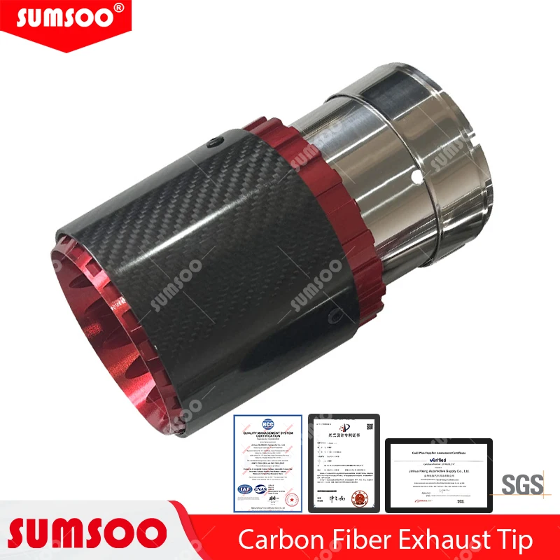 Echte sumsoo 1 stücke modifiziert für volkswagen golf carbon faser schwanz hals auto auspuffdüse modifiziert schwanz mund kugel rot