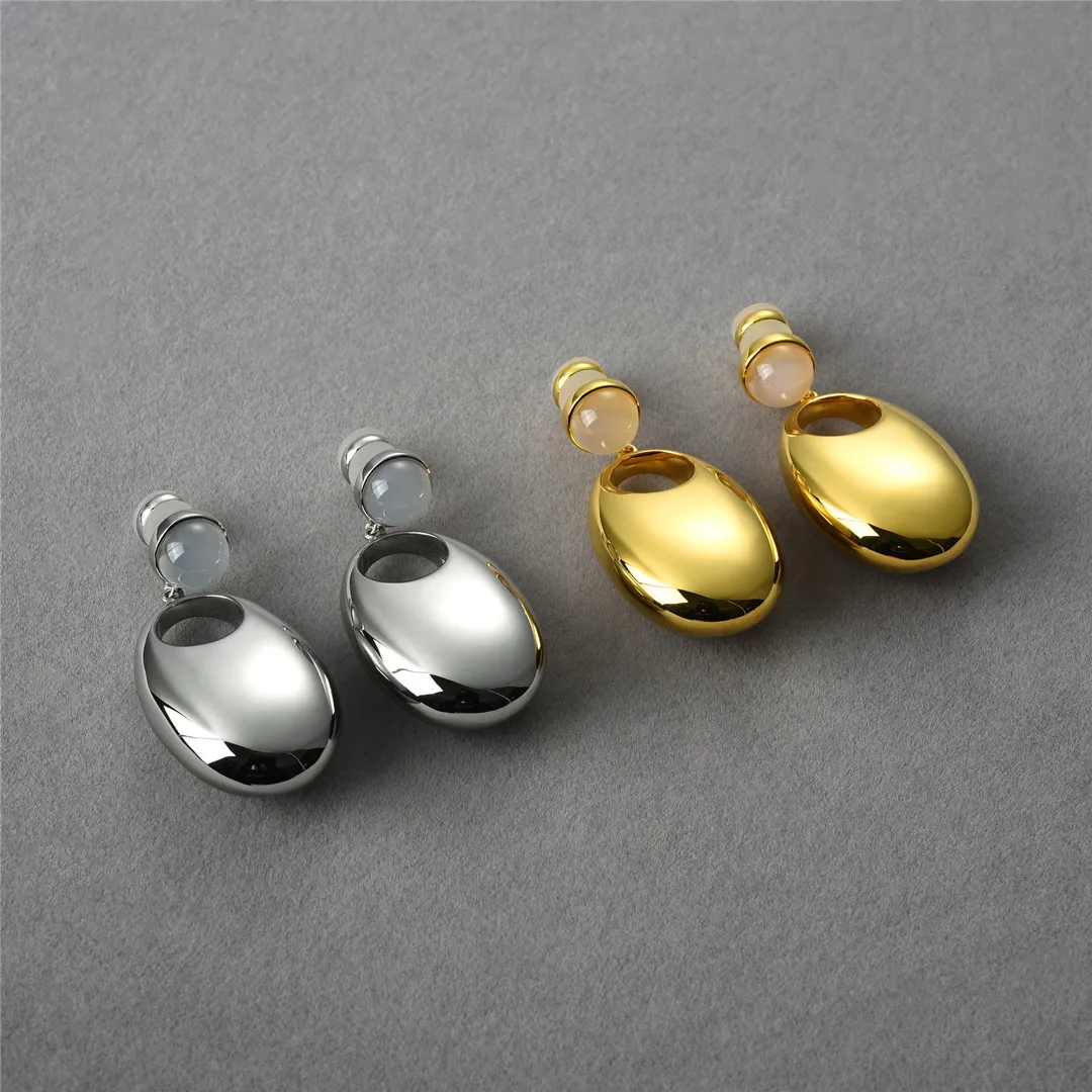 

Brass With 18K Simply Shell Beads Oval Drop Earrings Punk Party Gown Runway Boucle d'oreille Korean Japan Style Fashion