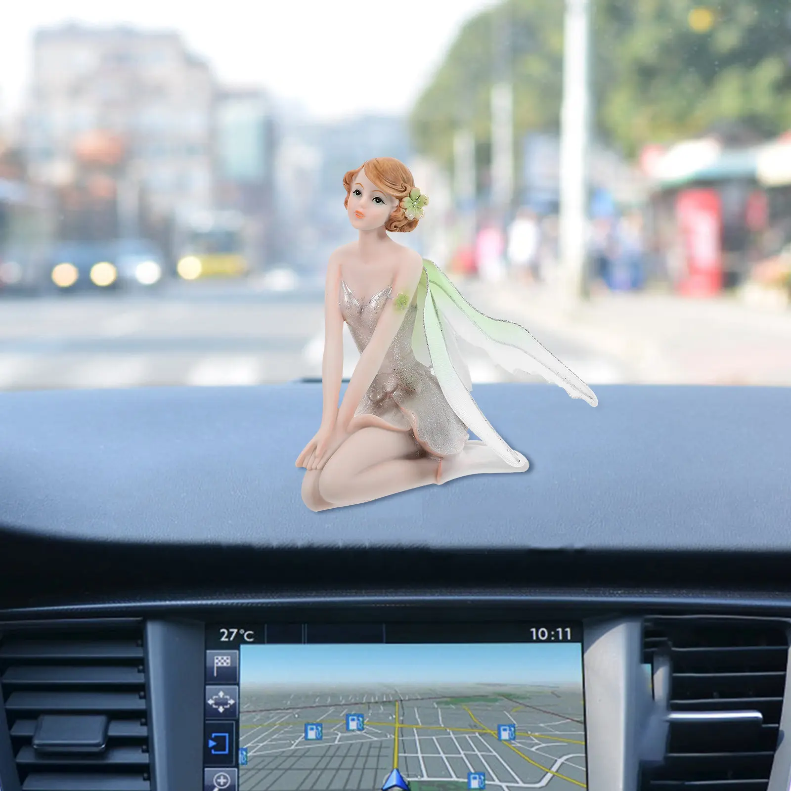 1Pcs Resin Flower Fairy Ornament Adorable Angel Decor Creative Desktop Car Dashboard Home Office Decoration Stable Non-Slip