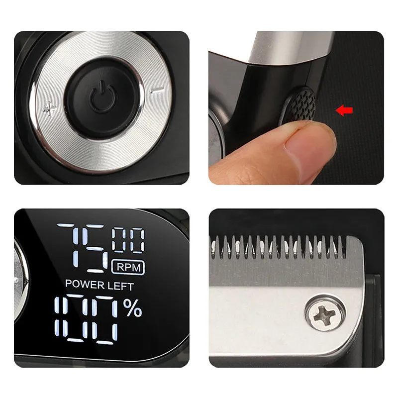 Kemei Electric Shaver Man Razor Electric Beard Trimmer USB Rechargeable LCD Display Shaving Machine Hair Trimmer for Men KM-2026