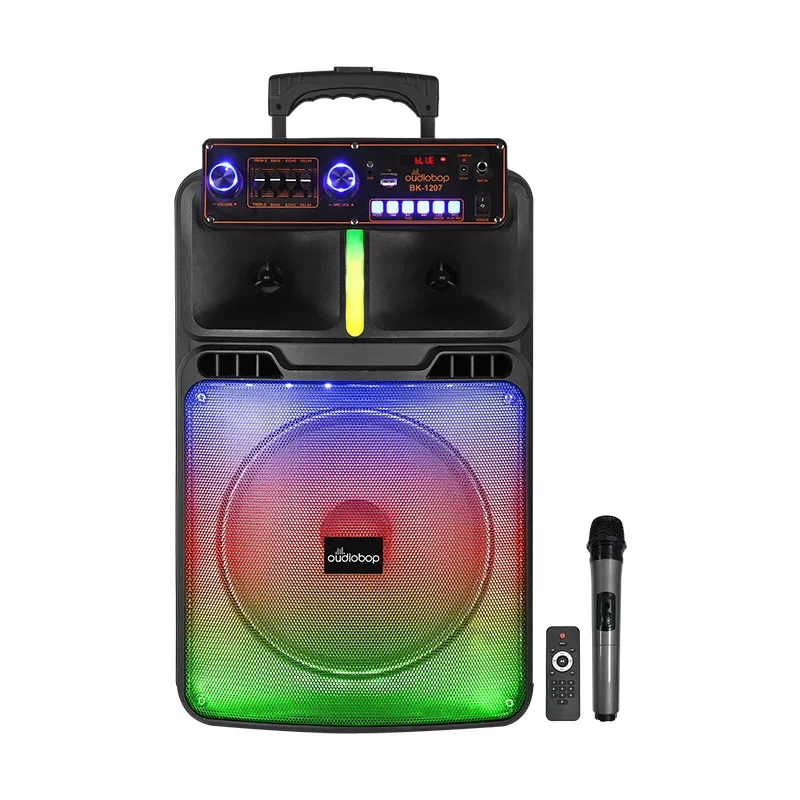 1200W peak value Wireless Bluetooth speaker portable home karaoke subwoofer LED display screen music center Trolley voice box