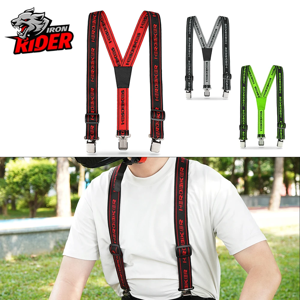 Brand New Heavy Duty Braces Pant Suspenders Adjustable Y Back Suspender Straps Motorcycle Racing Pants Snow Jet Apparel Parts