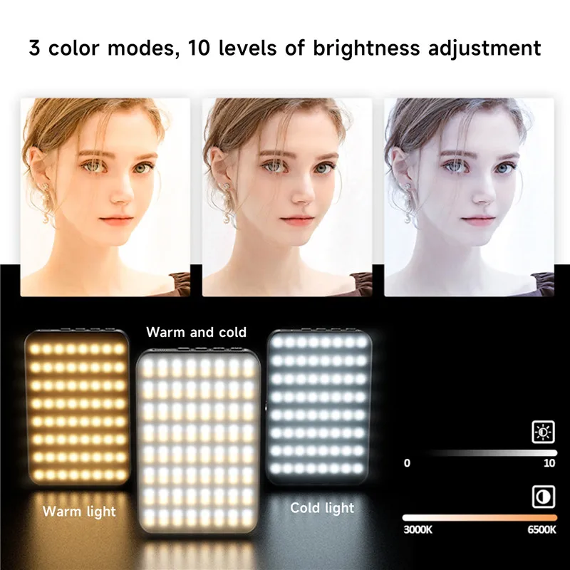 LEDคลิปวิดีโอแบบพกพาการถ่ายภาพบนกล้อง 3000K-6500K Bi-สีแสงรองเท้าเย็นสําหรับกล้องDSLRกล้องวิดีโอGopro Vlog