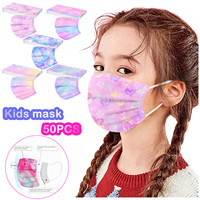 50pcs Kids Disposable Mask Mixed Color Gradient Star Heart Printed Three-Layer Mask Outdoor Dust-Proof Breathable Comfy Mask