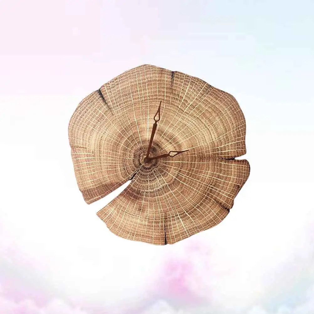 

Silent Wall Clock Retro Wood Grain Design Light Brown Wood Acrylic Hanging Clock for Home Living Room Restaurant Decor