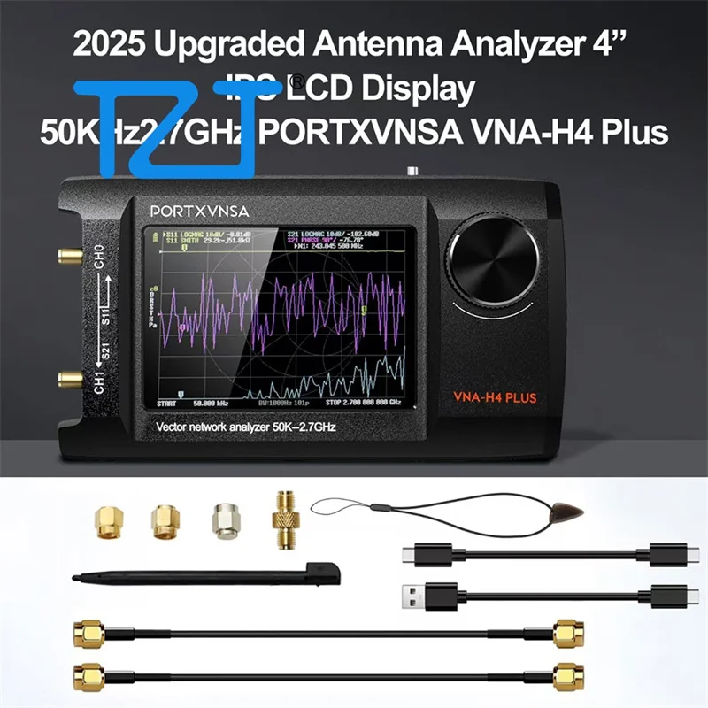 TZT VNA-H4 Plus 50kHz-2.7GHz Portable Handheld Vector Network Antenna Analyzer with 4-inch IPS LCD