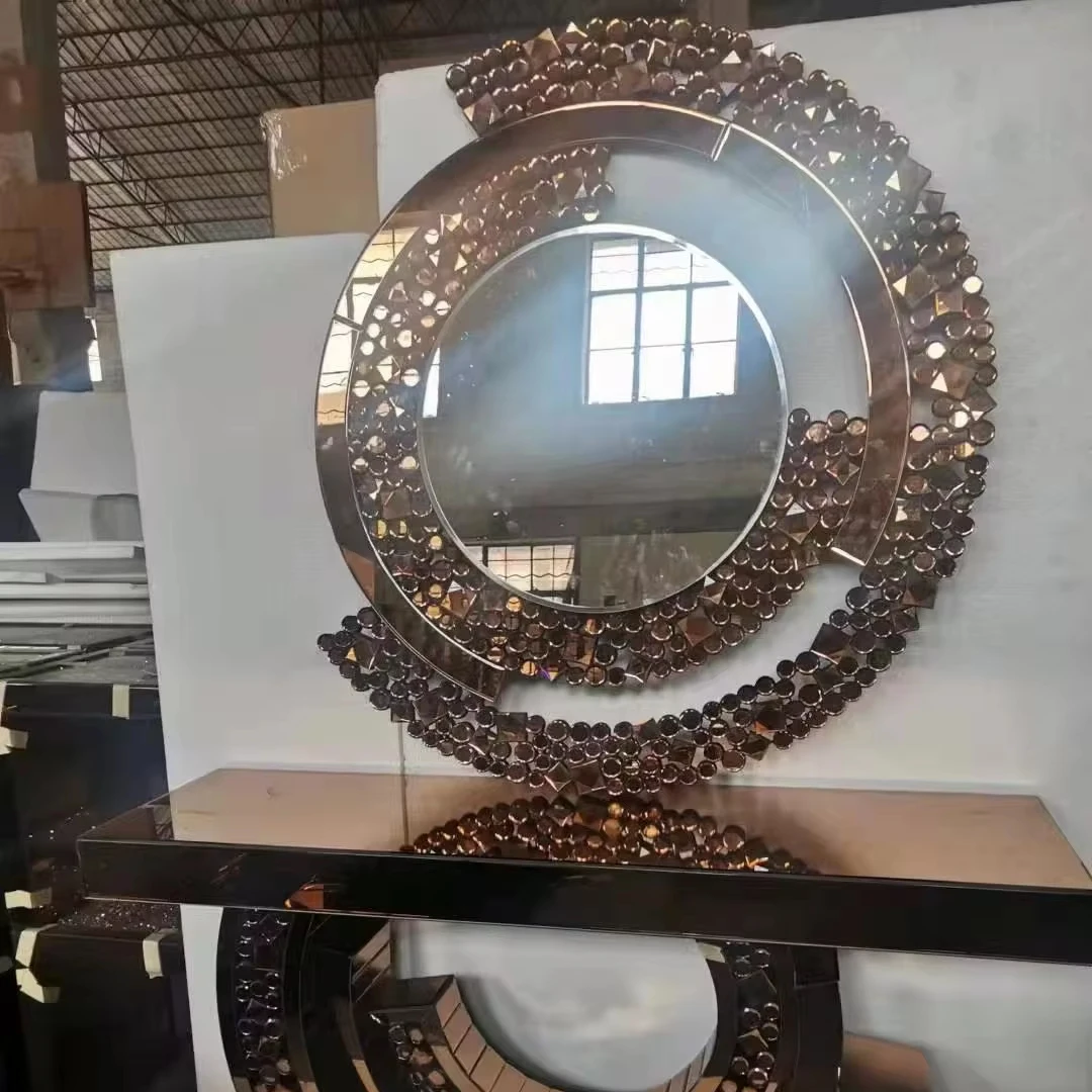 

Factory Crush Hot Selling Glass Side View Table MDF Hallway Console Table