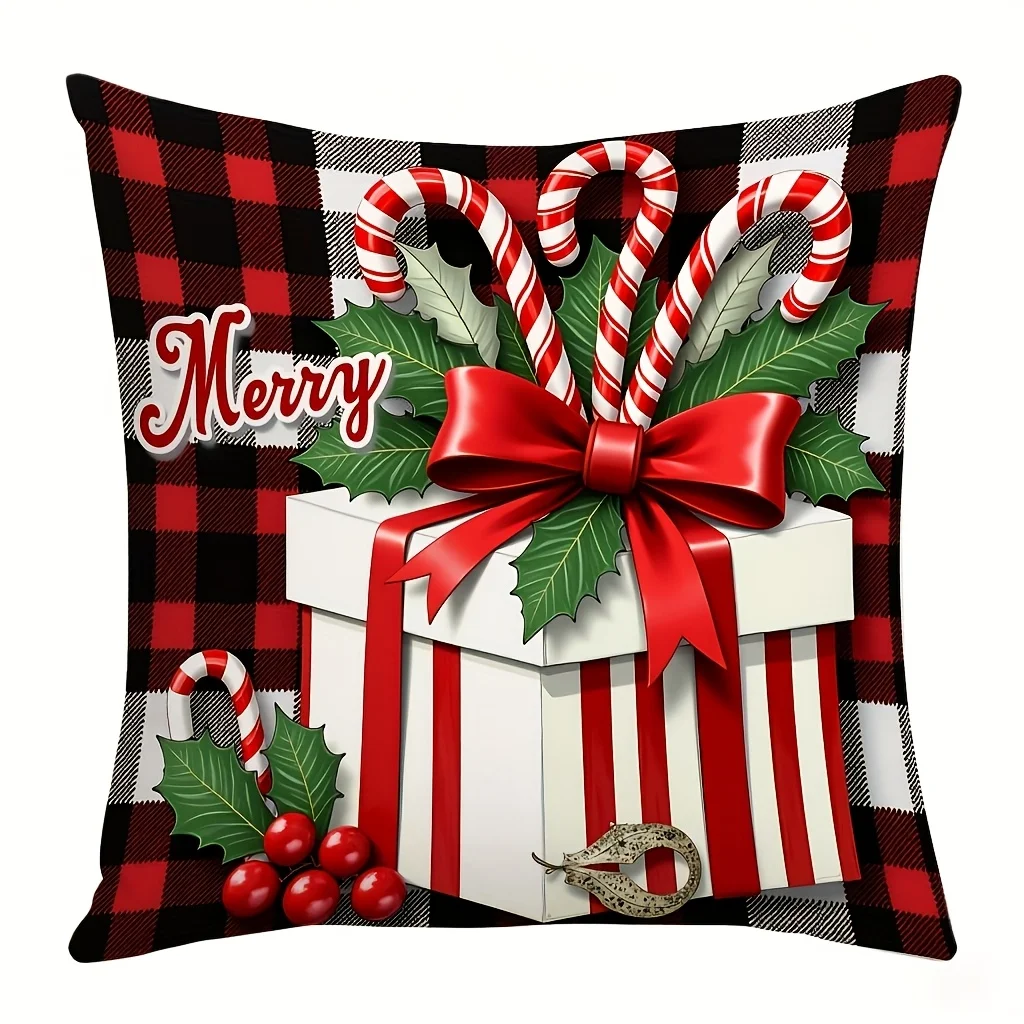 4Pcs Double‑Sided Christmas Pillow Covers, Square Printed Cushion Cases, Multi‑Size Available for Sofa Office Car Living Room