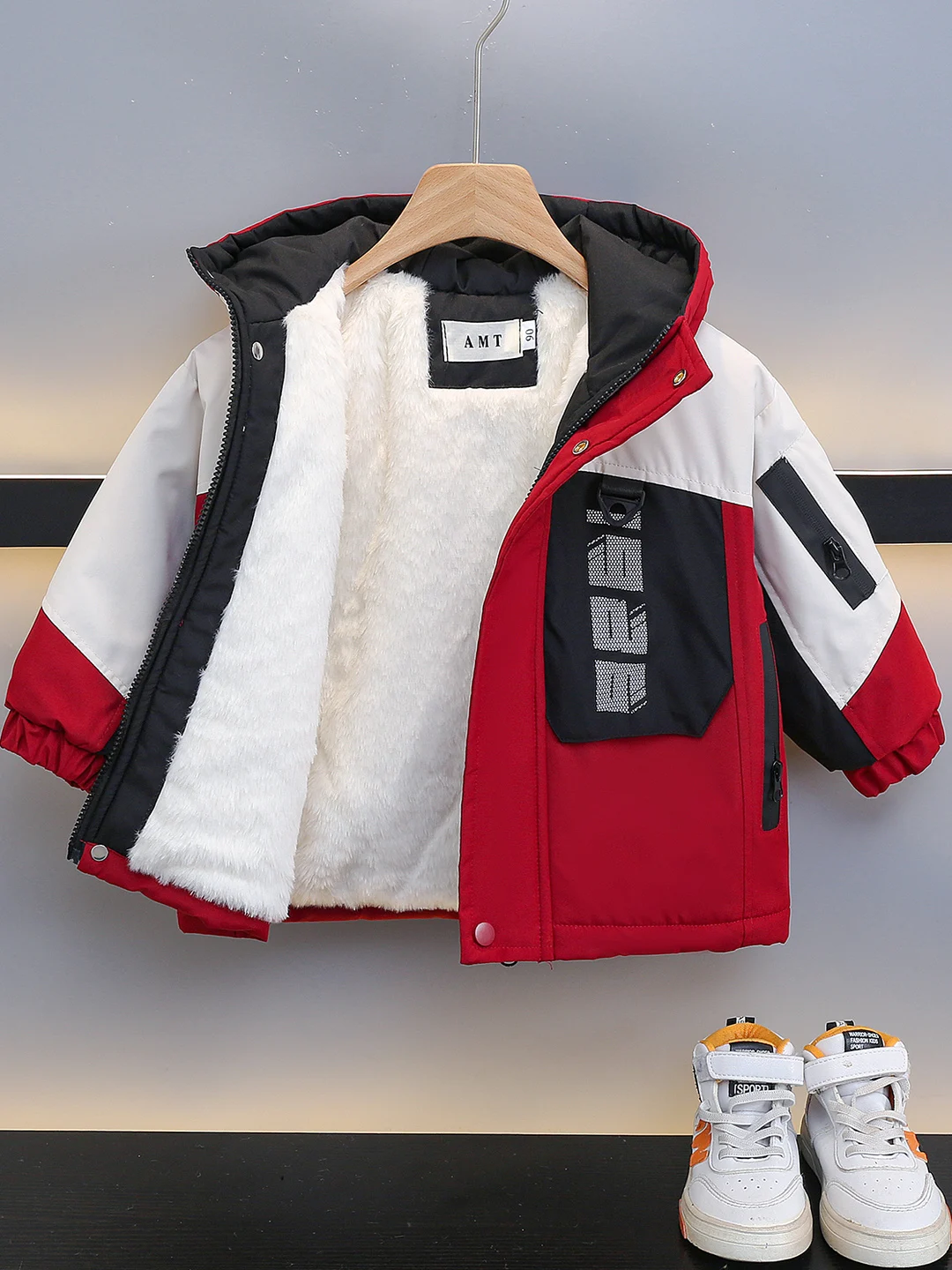 

Thiened Fce Rabbit Fur Lined Parka Coat for Boys Children's Autumn Winter New Sle Trendy Cotton Clothes Youth ular