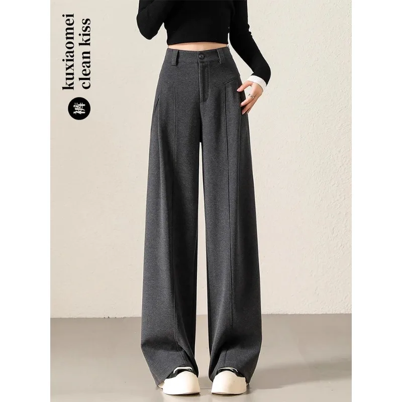 

Woolen Pants for Women, and Winter, Elegant Casual Suit Pants, Loose and Warm, Thickened Straight-Leg Pants