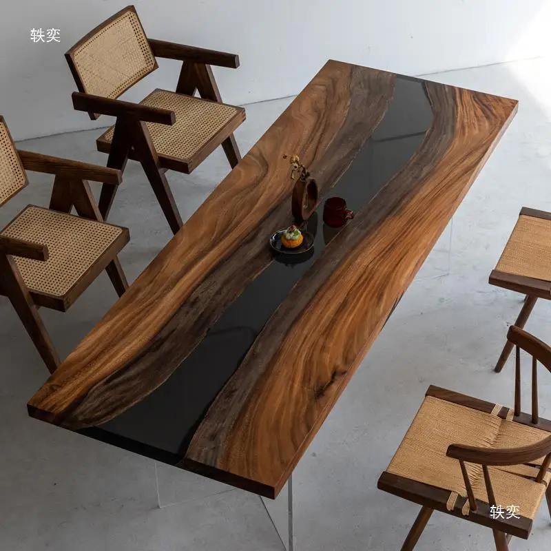 custom.Hot Sale Solid Suspended Wood and Epoxy Resin Table Kitchen Accessories Hotel Dining Room Home Furniture