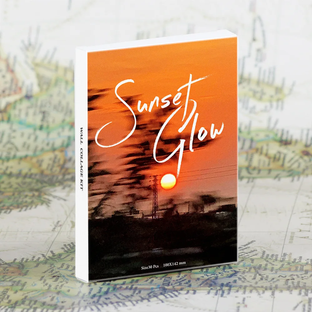 

30 шт., набор красивых светящихся открыток на закате-INS Art, декоративная открытка, креативный фон, наклейка на стену, плакат, поздравительные открытки