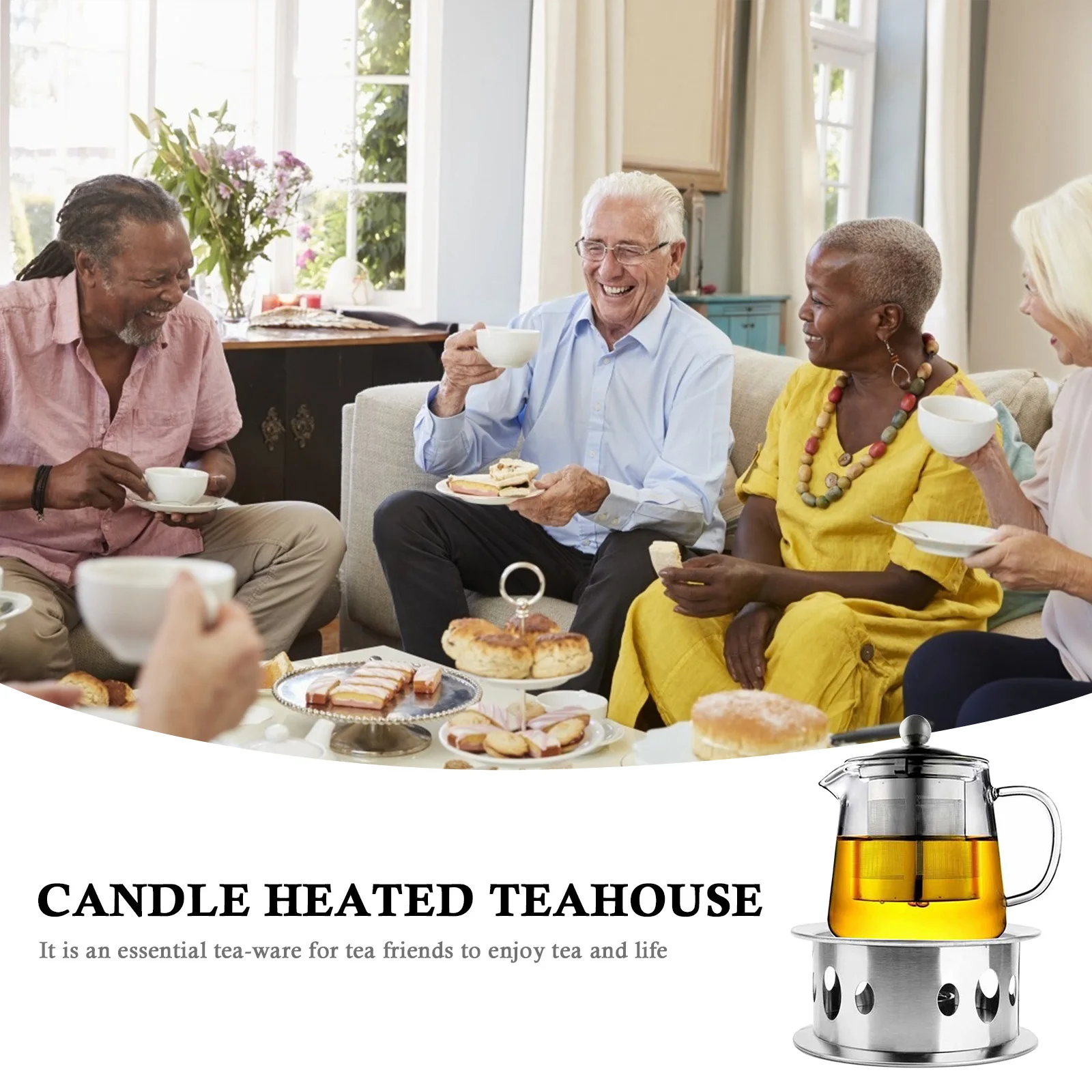 

1 pc Steel Heated Tea Warmer Convenient Food Heater For Home Office Tea House Wear-Resistant Practical Food Heater