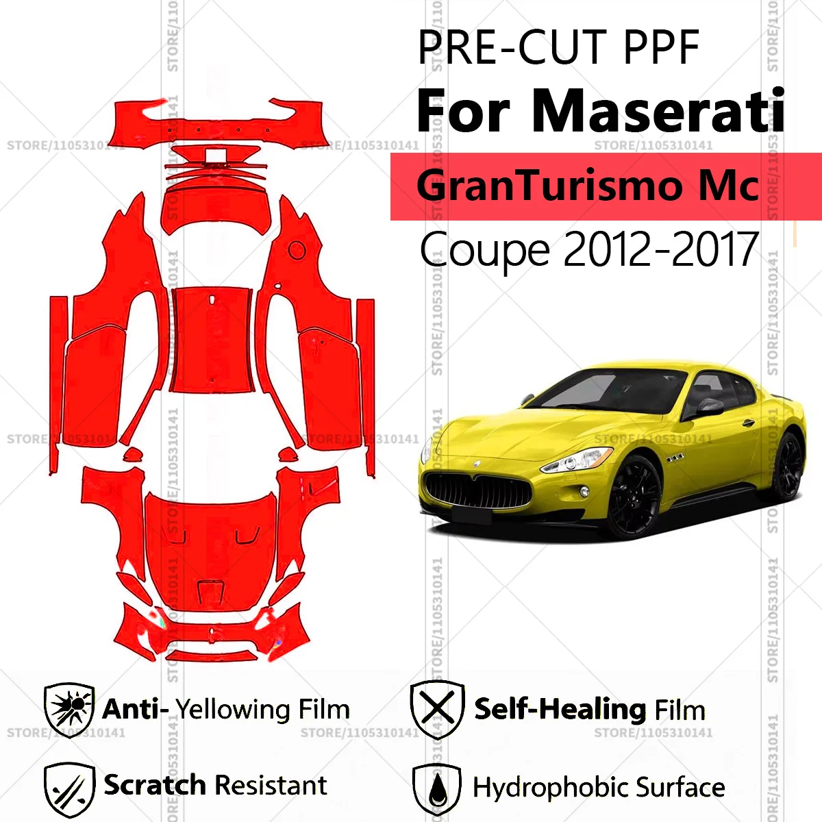 

Pre-Cut Paint Protection Film PPF Transparent Car Film Automotive PPF For Maserati GranTurismo Mc Coupe 2012-2017 Professional
