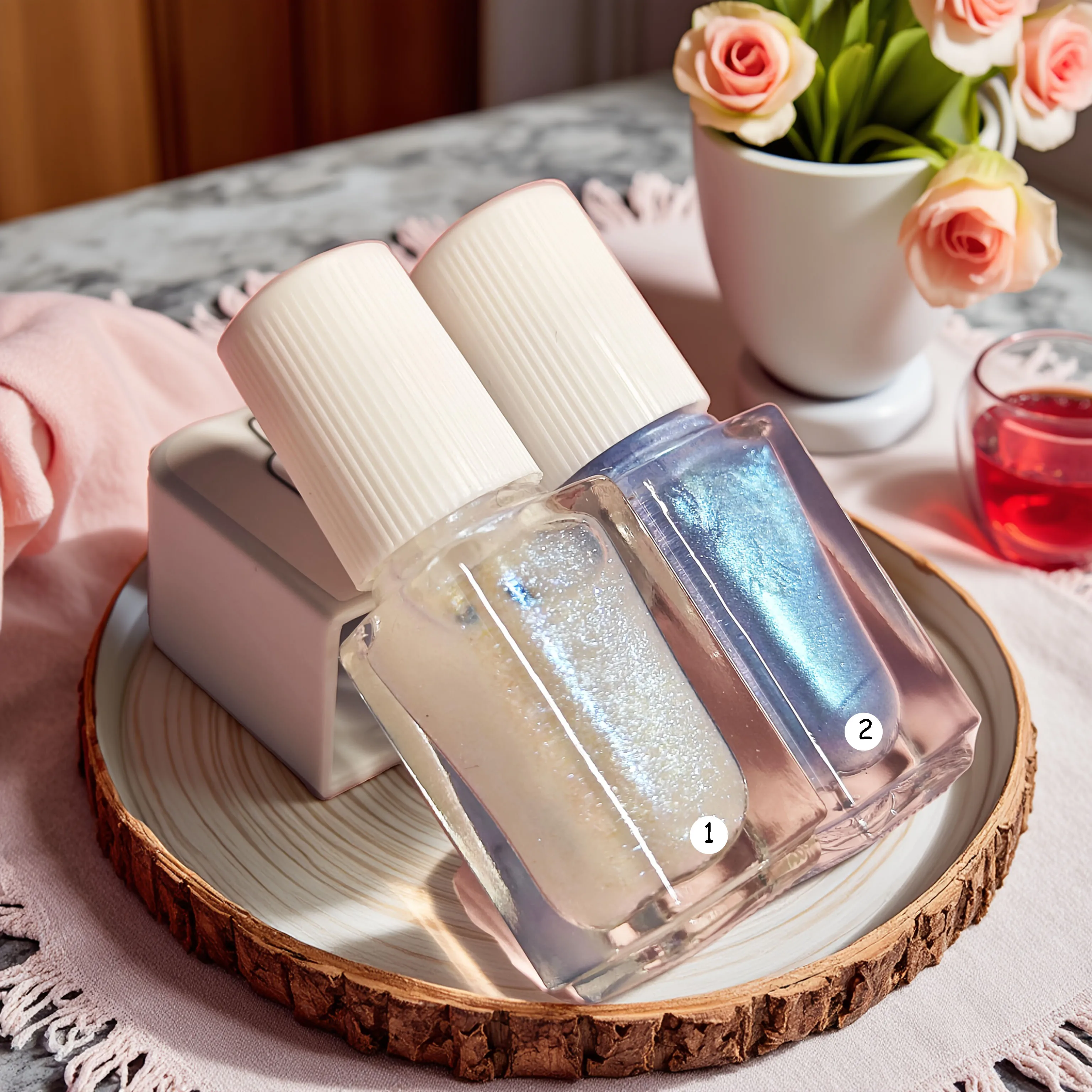 

D09 Aurora Набор из 2 бутылок лака для ногтей, быстросохнущий, долговечный, съемный, трехцветный лак для ногтей на водной основе