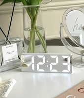 1pc Luminous Mirror Clock Dormitory Desktop LED Electronic Clock Digital Electronic Alarm Desktop Decoration Alarm Clock