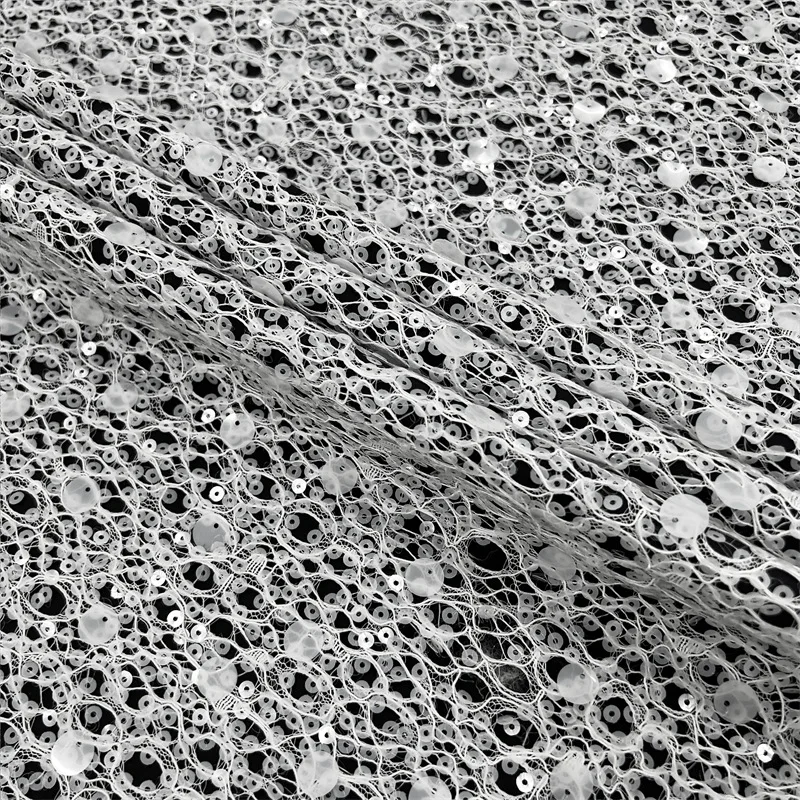 

Spring Summer Polyester Lace Fishing Net Children's Dress Fabric Wedding Evening Dress Stage Dress Sequin Embroidery Fabric