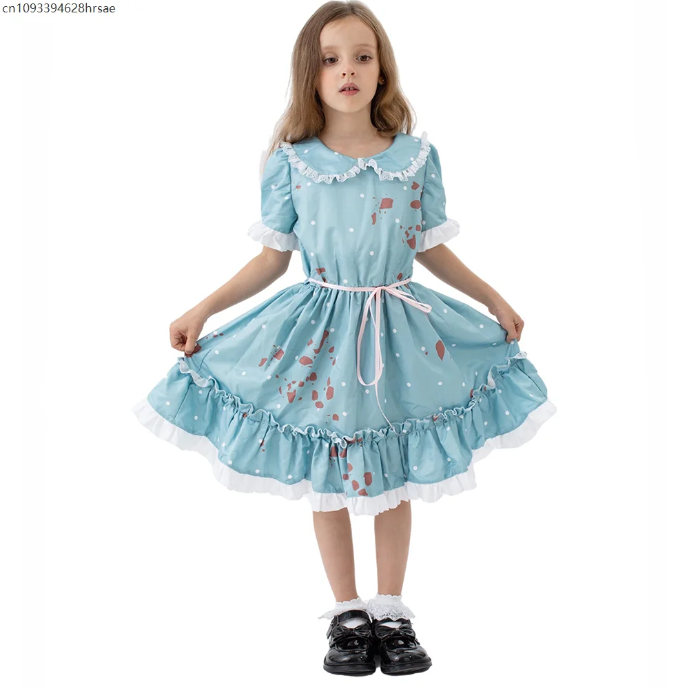 

The Shining Grady Twins Costume for Girls' Shining Twins Dress Kids Fancy Dress Up Creepy Halloween Costumes Child Lolita Dress